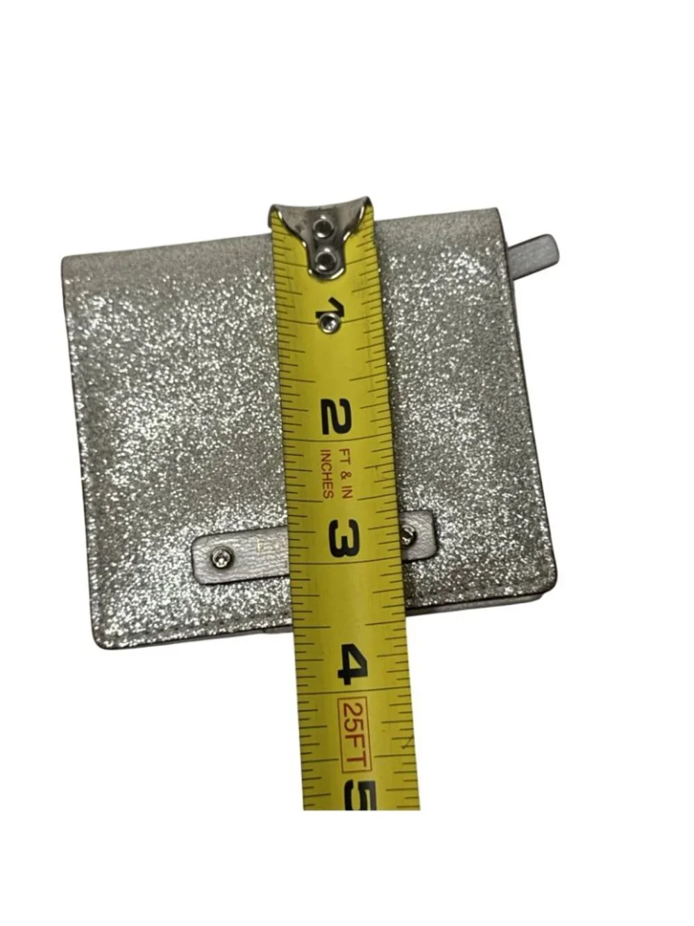 Kate Spade Silver Glitter Compact Wallet With Coin Pocket & Card Slots